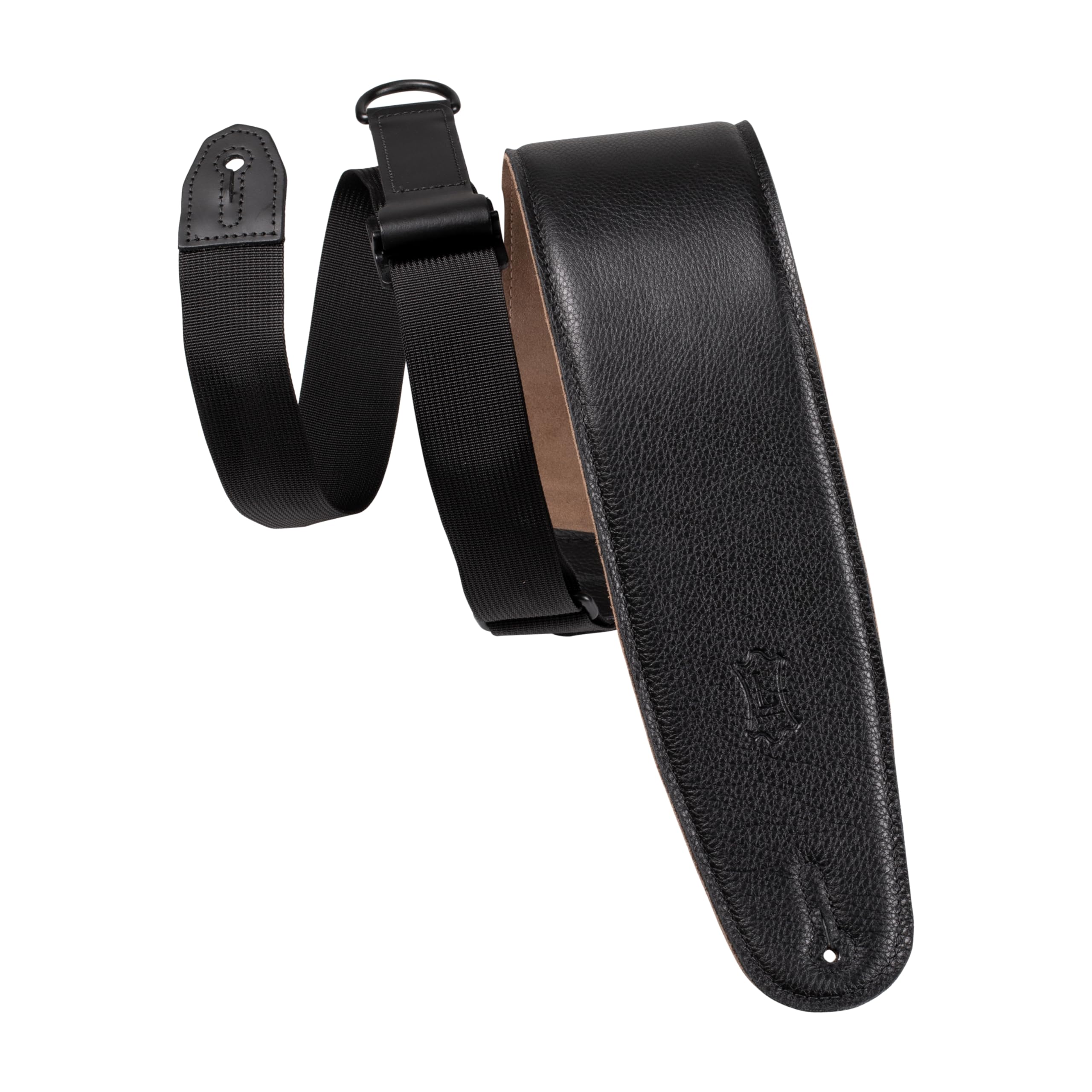 Levy's Leathers Right Height™ 3.5” Wide Garment Leather Padded Bass Guitar Strap in Black (MRH4GF-BLK)