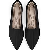 TINGRISE Women's Flats Shoes Pointed Toe Knit Washable Ballet Comfortable Dressy Work Flat