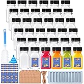Flrolove 36pack 4oz Juice Bottles, Plastic Juice Bottles with Caps, Clear Empty Drink Containers with Lids for Juicing, Smoothie, Milk, Ginger Turmeric Tea and Other Beverages