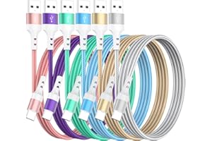 USB C Charger Cable, USB Type C Cable Fast Charging, 6 Pack(3/3/6/6/6/10ft), Nylon Braided USB A to USB C Cable, Compatible w