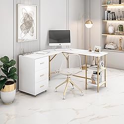 Techni Mobili L Shaped Desk - Two-Toned Computer