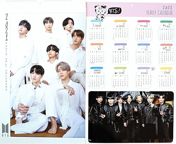 Amazon Co Jp 防弾少年団 Bts バンタン グッズ 大判 壁掛け カレンダー 21年 令和3年 年間カレンダー 2点セット ホビー 通販