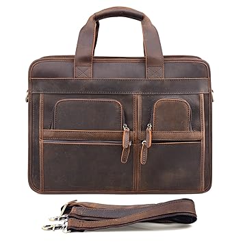 Jack&ChrisMens Leather Briefcase Laptop Bag Messenger Shoulder Bag,NM1863