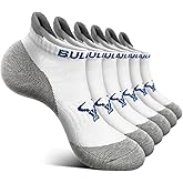 BULLIANT Mens Socks 6 Pairs-Athletic Ankle Socks Cushioned No Show For Men Running-Arch Compression Support