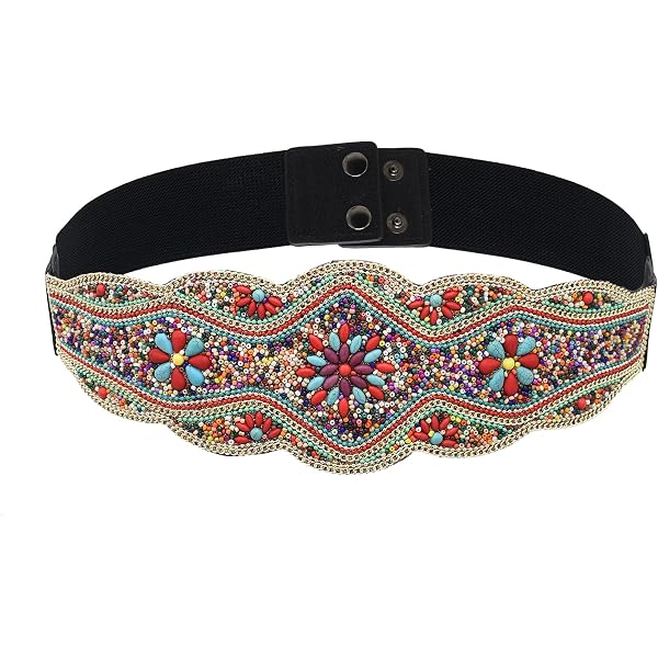 idealway Bohemian Shell Women Belt Wide Stretch Elastic  display picture 3