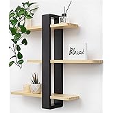 SUMGAR Floating Shelves for Wall Mounted Shelving Unit All Pine Wood 3 Tier Large Shelf for Bedroom Living Room Office Bathro