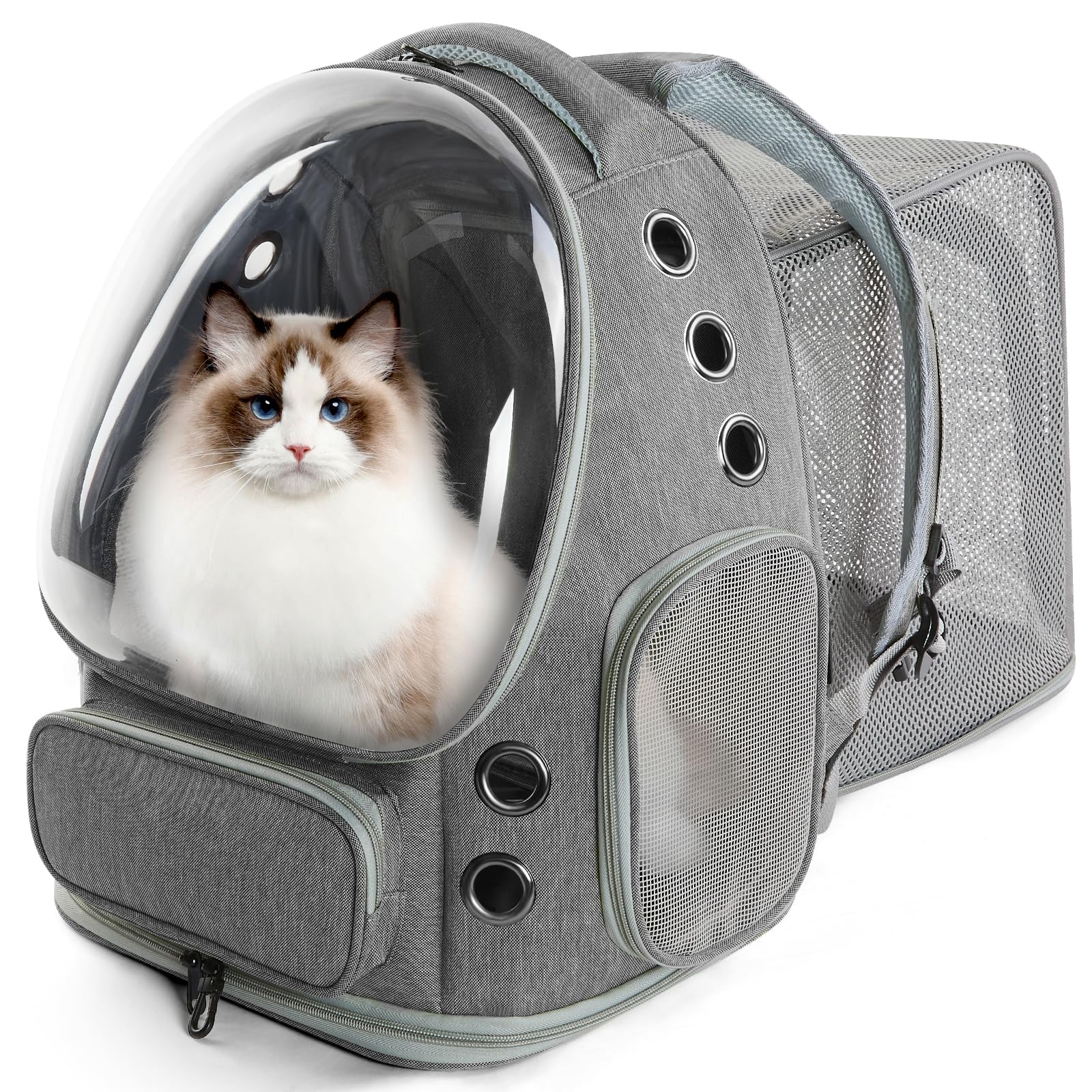 Photo 1 of EVERMOW Cat Backpack Carrier, Bubble Expandable Cat Carrier for Cats or Small Dogs up to 15lbs, Airline-Approved, Large Space & Breathable Pet Backpack for Traveling, Hiking