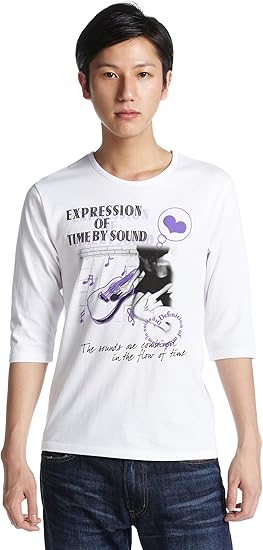 Amazon Co Jp ピンクポンク Pincponc ギター女子柄プリント7分tee 007wht ホワイト M 服 ファッション小物