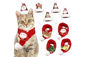 VROROPX Cat Santa Hat with Scarf, Dog Christmas Outfit, Pet Christmas Hat, Cat and Dog Costume for Kittens
