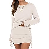 ANRABESS Women Long Sleeve Skirt Sets 2025 Fall Sweater Lounge Sets 2 Piece Beach Vacation Outfits