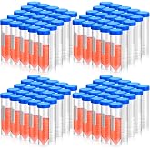 Xuhal 200 Counts 50ml Centrifuge Tubes, 28 x 116 Mm, Plastic Tubes, Blue | Self Standing Test with Caps, Skirted Conical Vials, with Screw Cap Graduated Marks for Science Experiments, Liquids, Party