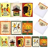 Yeaqee 72 Pcs Happy Kwanzaa Greeting Cards Set Includes 36 African Annual Celebration Card 36 Envelopes for Kwanzaa Gifts, 6 Designs(African)
