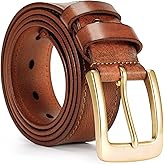 VIPERADE VD2 Men's Full Grain Leather Handmade Belt with Brass Single Prong Buckle, Fashion&Classic Casual Jeans Belt