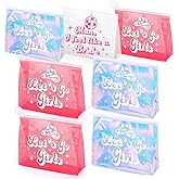 ICoDeesse 7 Pcs Let's Go Girls Bachelorette Makeup Bags Retro Disco Cowgirl Recovery Kit Bags Girls Trip Holographic Cosmetic Bags with Zipper Gift Bags for Women