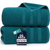 DAN RIVER 2 Pack Luxury Bath Sheets 35x70, 600 GSM, Soft & Quick Dry 100% Ring Spun Cotton Towels Ideal for Hotels, Spas, Gyms & Salons Extra Large, Teal