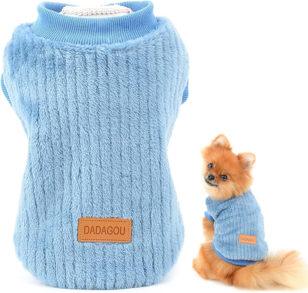 SMALLLEE_LUCKY_STORE Pet Ribbed Fleece Jumpers Pullover Sweatshirt XS S Dogs