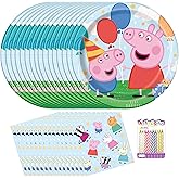Peppa Pig Party Supplies Pack for 16 Guests – 9" Plates and Luncheon Napkins – Includes 24 Birthday Candles – Peppa Pig Birthday Decorations for Girls