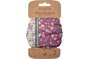 Karma Magenta Floral Headband for Women - Wide - Fabric Headband and Stretchy Hair Scarf - Magenta Floral, 1 Count
