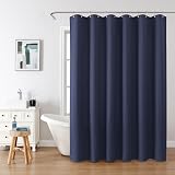 Shower Curtain Navy Blue 182 x 198cm with Metal Hooks view 2