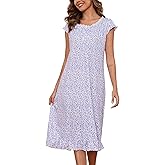 Marvmys Womens Long Nightgown Cap Short Sleeve House Dress Lace Trim Victorian Night Gown Sleepwear