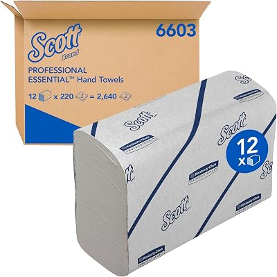 Scott Essential Hand Towels 2-Ply White 21.2 x 18.6 cm 12 clips x 220 sheets