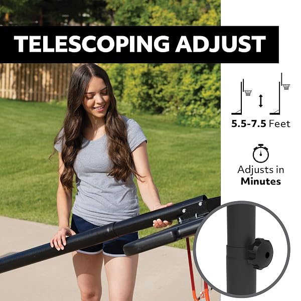 LIFETIME HEIGHT ADJUSTABLE PORTABLE BASKETBALL HOOP, 44 INCH IMPACT BACKBOARD, BLACK