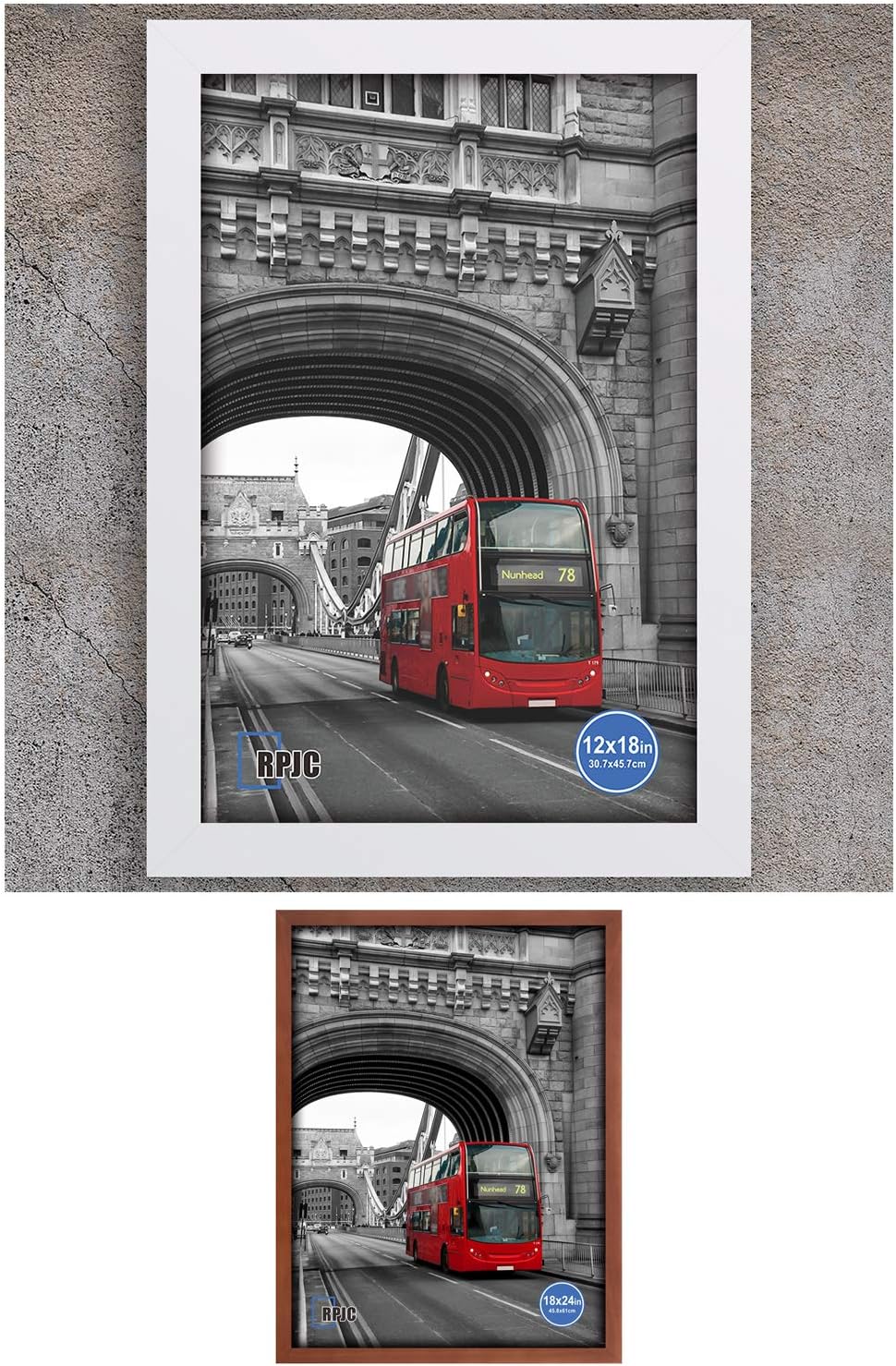 RPJC 2 pcs Sets Solid Wood Poster Frames Display Photo 12x18 White and 18x24 Brown