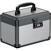 Uniclife Medicine Lock Box,9.5x6x6.5 in, Medication Lock Box with Code | Security combination lock, robust aluminum construction, portable rust-proof handle, removable ABS tray