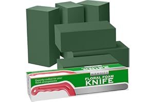 HOMEIFY Pack of 6 Wet & Dry Floral Foam Blocks + Floral Foam Knife for Fresh and Artificial Flower Arrangements, Flower Foam Blocks for Plant Decorations & Crafts (Large 7.8"L x 3.4"W x 2.6"H)