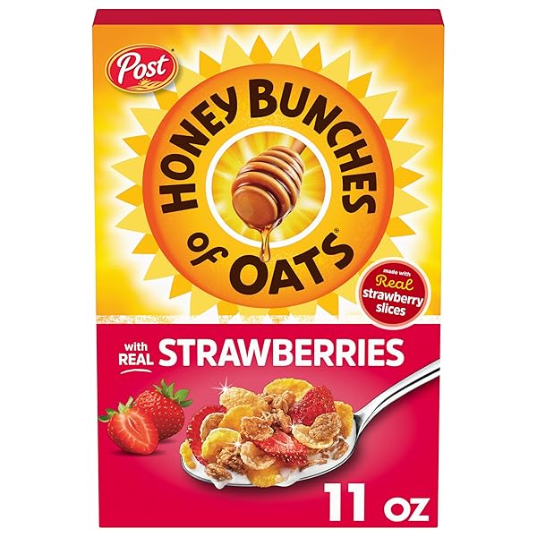 HONEY BUNCHES OF OATS STRAWBERRY, HEART HEALTHY, LOW FAT, MADE WITH WHOLE GRAIN CEREAL, 11 OUNCE