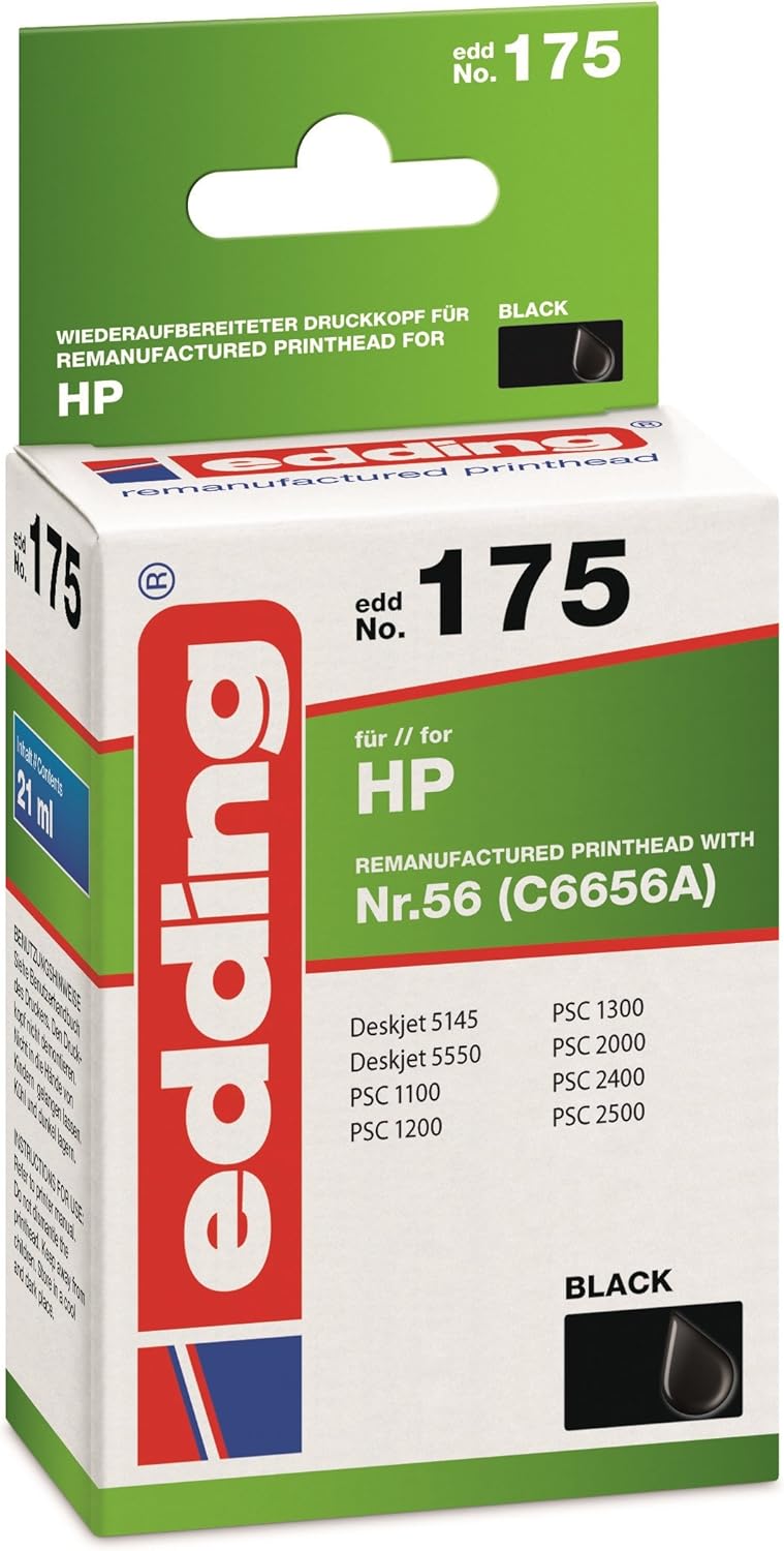 Edding 18-175 EDD-175 Ink Cartridge for HP No. 56 (C6656A) Black