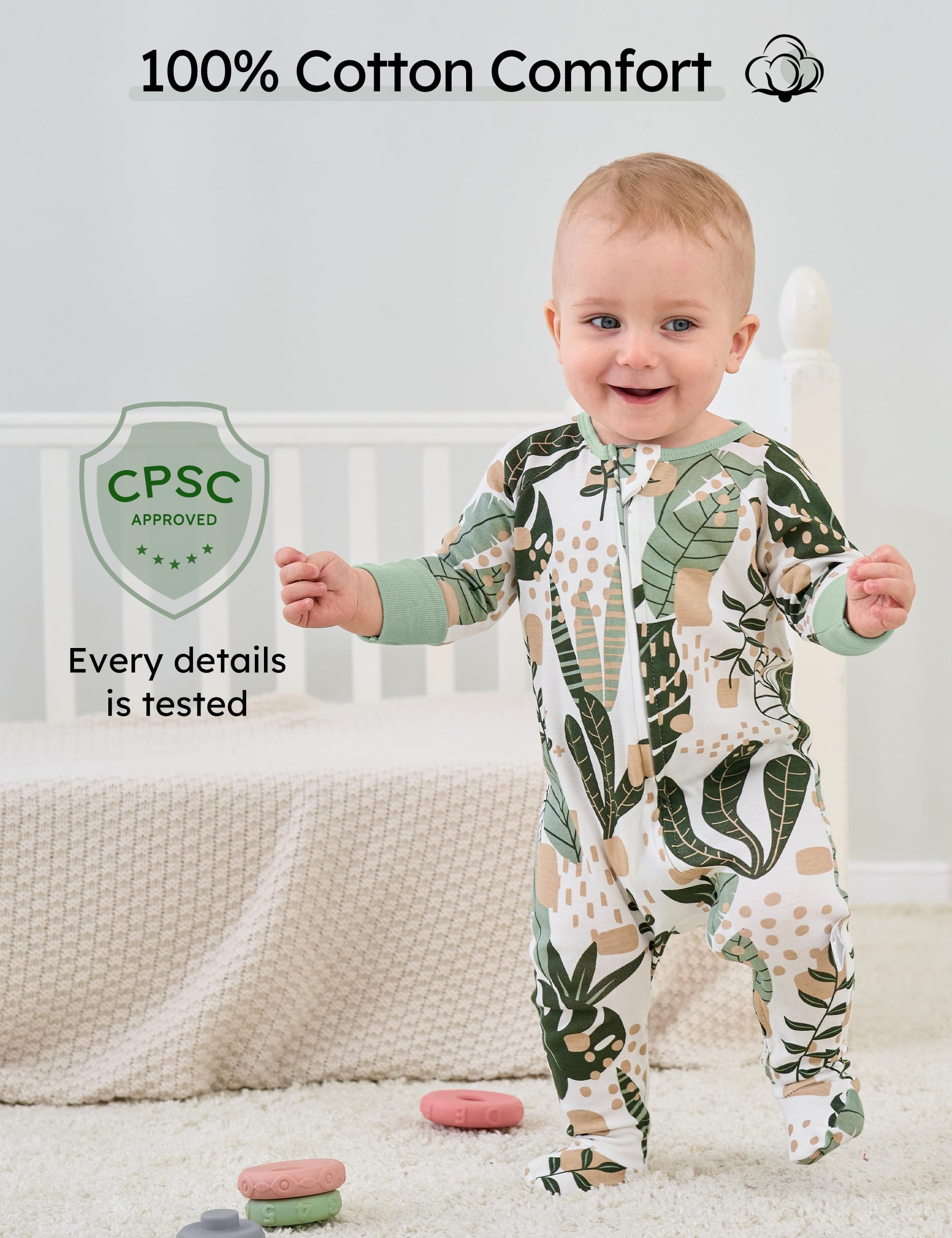 Yoofoss Baby Pajamas 100% Organic Cotton Baby Sleepers for Newborn 0-3 3-6 6-9 Months Boys Girl Clothes 3pcs Footed PJs