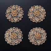 Rytenz 4 Pcs Rhinestone Buttons Crystal Embellishments for Clothing Jewelry Making DIY Decoration Bottons for Sewing Crafts Wedding Bridal (Button-1)