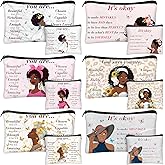 Silkfly 12 Pcs African American Cosmetic Bag for Women Bulk Christian Inspirational Gift Makeup Bag for Black Women Afro Queen Zipper Travel Pouch Purses Toiletry Organizer for Mother Day(Novel)