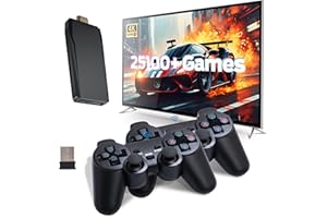 AOHKH Retro Game Console, Wireless Retro Gaming Console, Plug & Play Video TV Game with 25100+ Built-in Games, 4K HD Output, and 2.4GHz Wireless Controller, 9 Classic Emulators(Black)