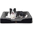 Bedsure Orthopedic Dog Bed for Large Dogs - Calming Dog Sofa Beds Large with Luxurious Short Plush, Big Pet Couch Bed with Removable Washable Cover, Waterproof Lining and Nonskid Bottom, Black