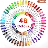 Shuttle Art 48 Permanent Markers Fine Tip; Vivid Colors for Plastic Wood Glass view 2