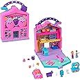 Polly Pocket Pollyville Fresh Market Dolls & Playset, Food Toy with 2 Micro Dolls, 12 Accessories Include Toy Car & Pet