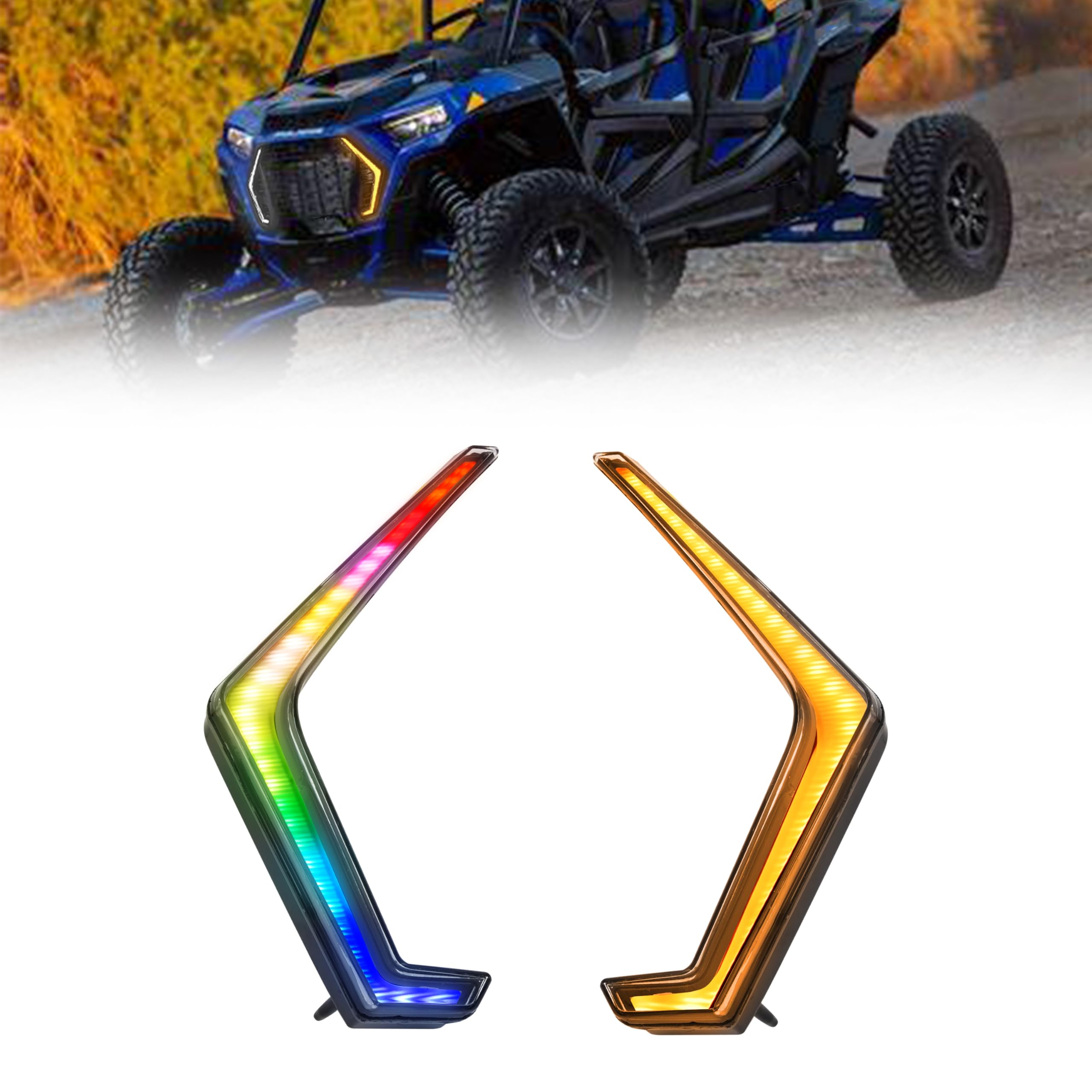Photo 1 of SLORIMOD LED RGB Fang Lights for Polaris RZR XP 1000 XP Turbo 2019-2023/ RZR Trail S 2021-2025 Accessories, DRL & Turn Signal Light witrh App Controlled Colors/Startup Animation/Smart Scene/Music Sync