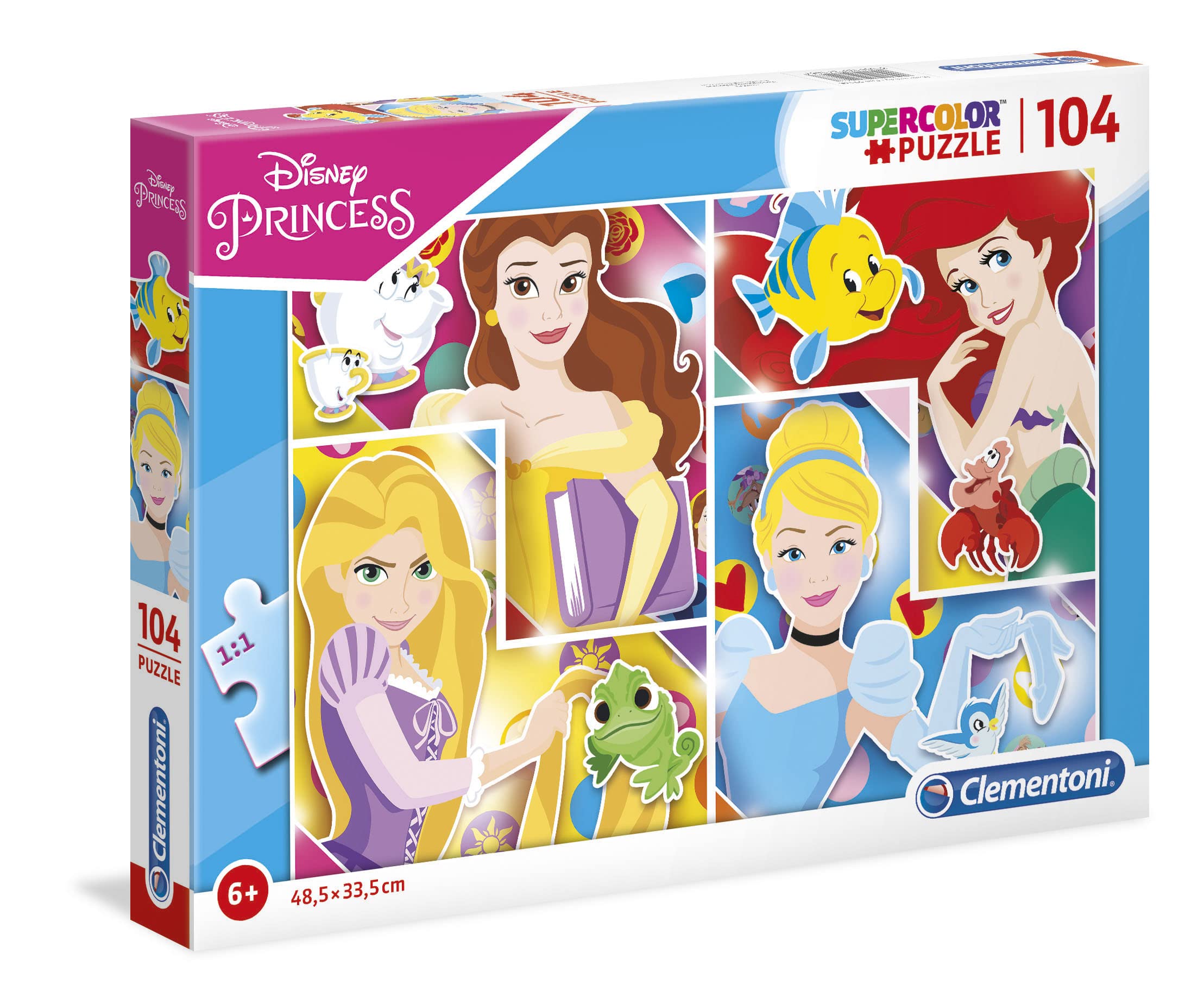 Clementoni - 27146 - Supercolor Puzzle - Disney Princess - 104 pieces - Made in Italy - jigsaw puzzle children age 6+