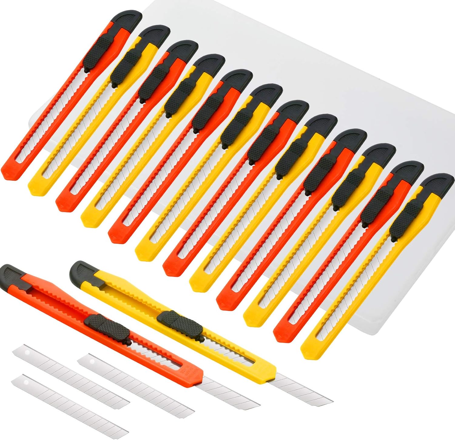 Utility Knife Retractable Box Cutter (10 Replacement 9mm Wide Blade Cutter) Use for Home, Arts Crafts, Hobby: Office Products