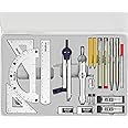 Nicpro 20PCS Professional Geometry Set with Case, Drafting Tools with Protractor and Compass, Metal Rulers, Triangles, Pens, Pencils, Drawing Supplies, Drafting Kit for Architect Engineer Students