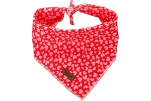 Babole Pet Valentine's Day Dog Bandanas, 1PC Pink Red Love Washable Square Dog Scarfs for Small Medium Large Dogs Adjustable Dogs Bib Scarfs for Girl and Boy(L)
