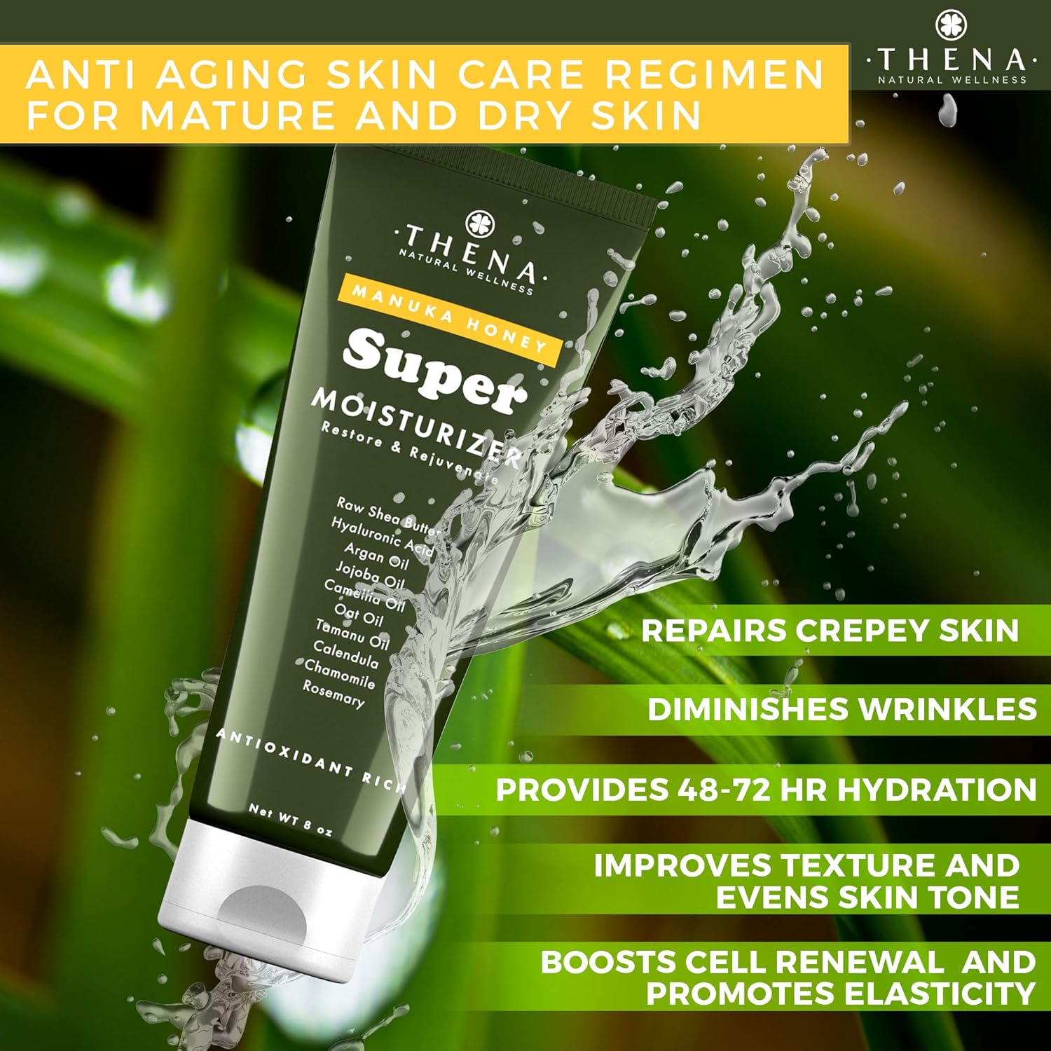 Manuka Honey Cream Organic & Natural Intense Moisturizing Skin Repair Lotion Moisturizer For Body & Hands With Hyaluronic Acid Shea, Paraben Free Best Organic Natural Skin Care Products Women Men : Beauty