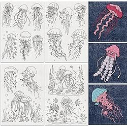 DOODLREAM 16Pcs Jellyfish Embroidery Pattern