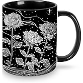 Yrebyou Rose Coffee Mug for Women Ceramic Tea Cup Novelty Mugs 11 Oz for Office Home Kitchen