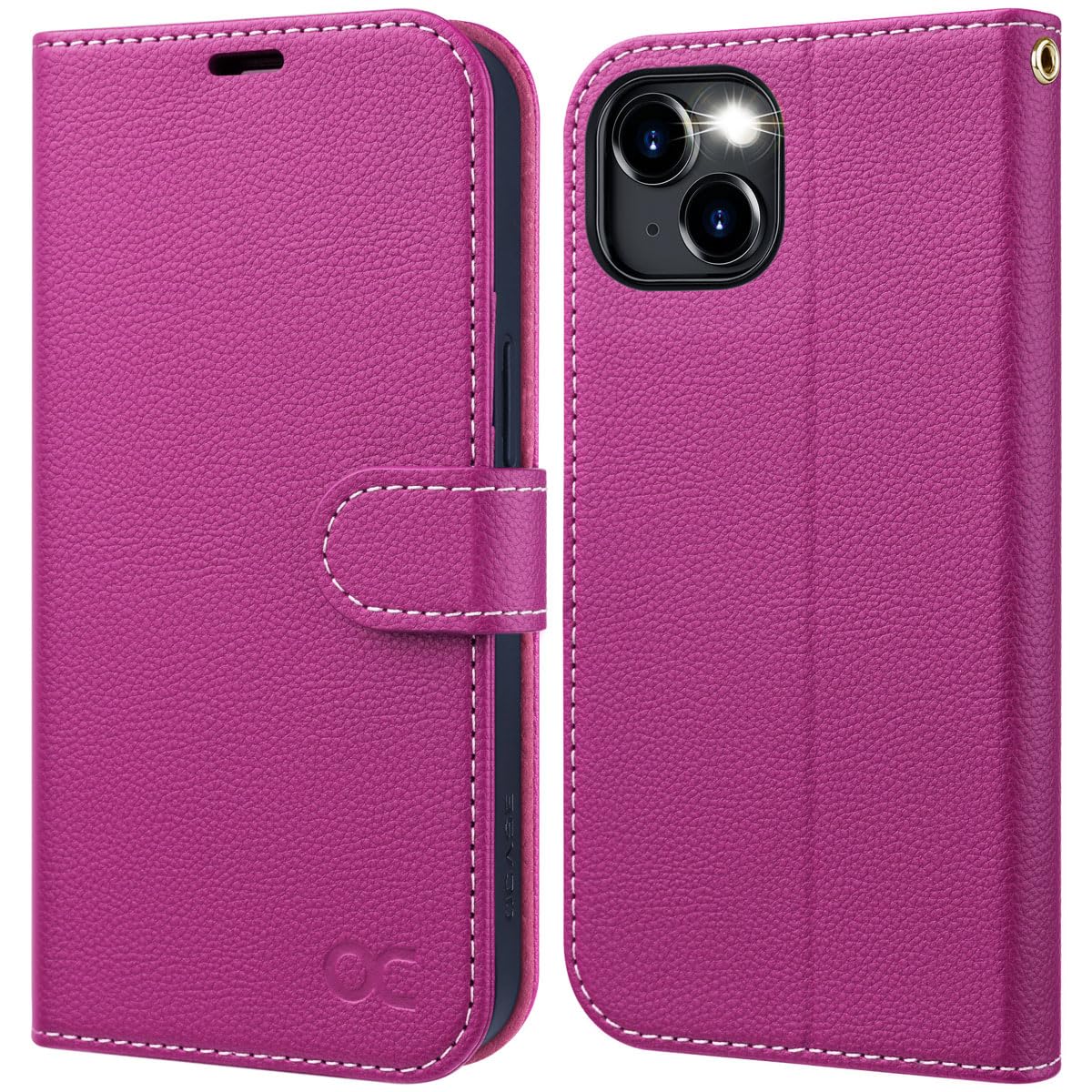 OCASE for iPhone 15 Plus Wallet Case, Premium PU Full Non-Slip Flip Phone Cover with[RFID Blocking][Card Holder][Shockproof TPU][Stand Function] for the iPhone 15Plus 6.7 Inch 2023 5G,Rose Litchi