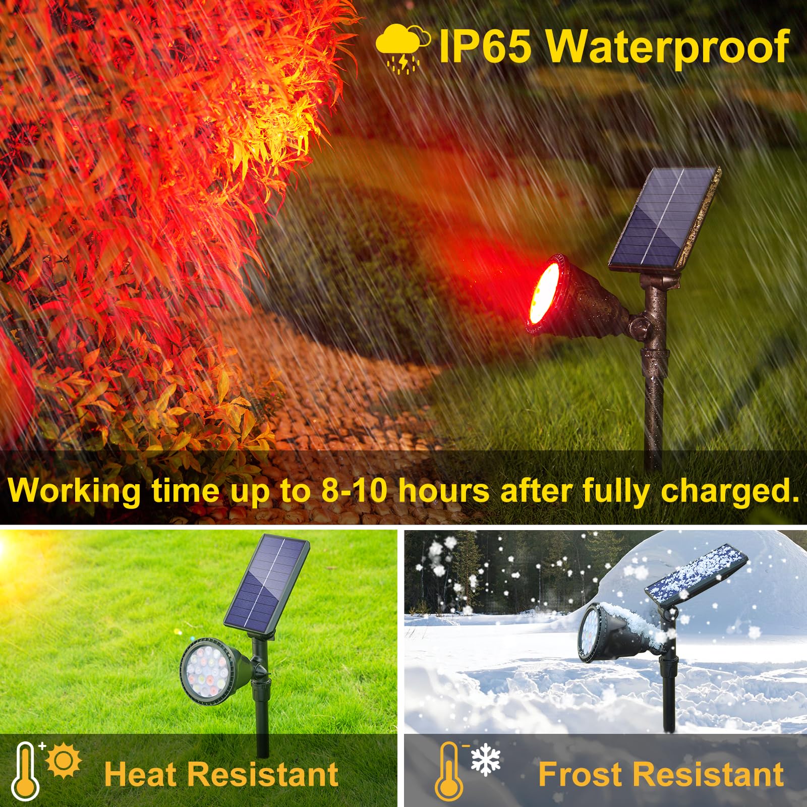 ROSHWEY Solar Outdoor Lights Waterproof, 9 Lighting Modes Halloween Christmas Solar Garden Light Colored Landscape Spotlights Spot Lights Outdoor Lighting for Backyard House Yard Pool Patio- 4 Pack