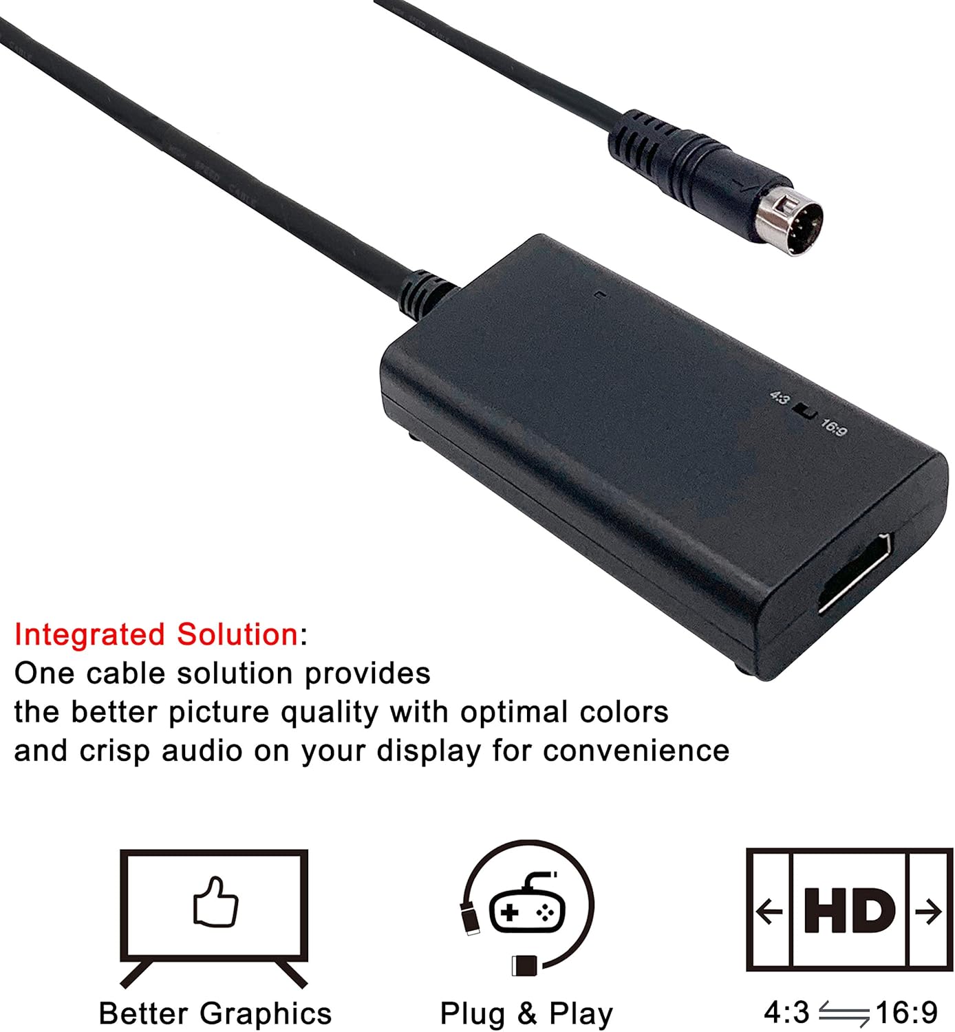 HDMI Cable for Sega Genesis Model 1 / 2 / 3, Sega CD, Sega CDX, Sega 32X, Sega Nomad, Original Sega Master System Console: Electronics