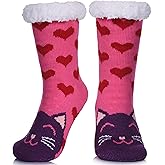 POEATEZO Womens Slipper Socks Soft Warm Fluffy Winter Fleece Lined Sherpa Socks